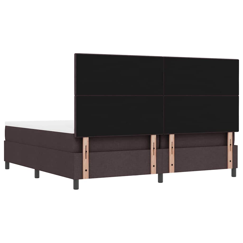 vidaXL Łóżko sprężynowe Z zagłówkiem Ciemny brąz 200 x 200 cm tkanina