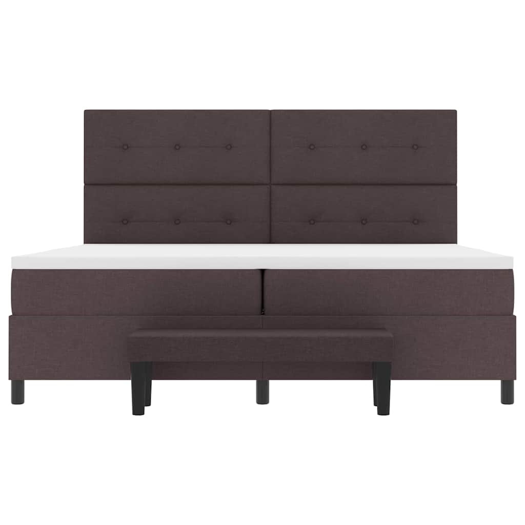 vidaXL Łóżko sprężynowe Z zagłówkiem Ciemny brąz 200 x 200 cm tkanina