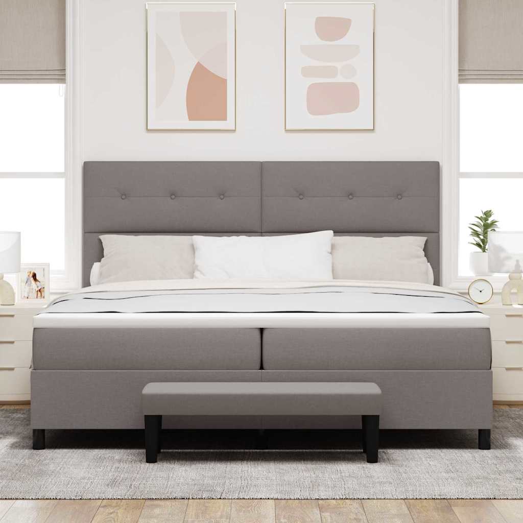 vidaXL Łóżko sprężynowe Z zagłówkiem Ciemnoszary 200 x 200 cm tkanina