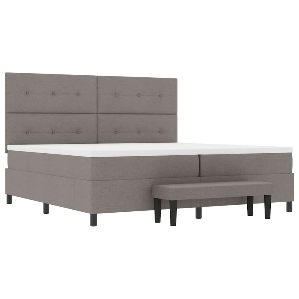 vidaXL Łóżko sprężynowe Z zagłówkiem Ciemnoszary 200 x 200 cm tkanina