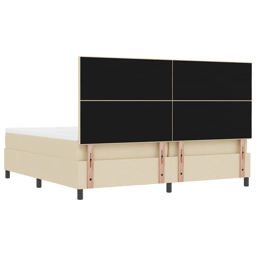 vidaXL Łóżko sprężynowe Z zagłówkiem Kremowy 200 x 200 cm tkanina