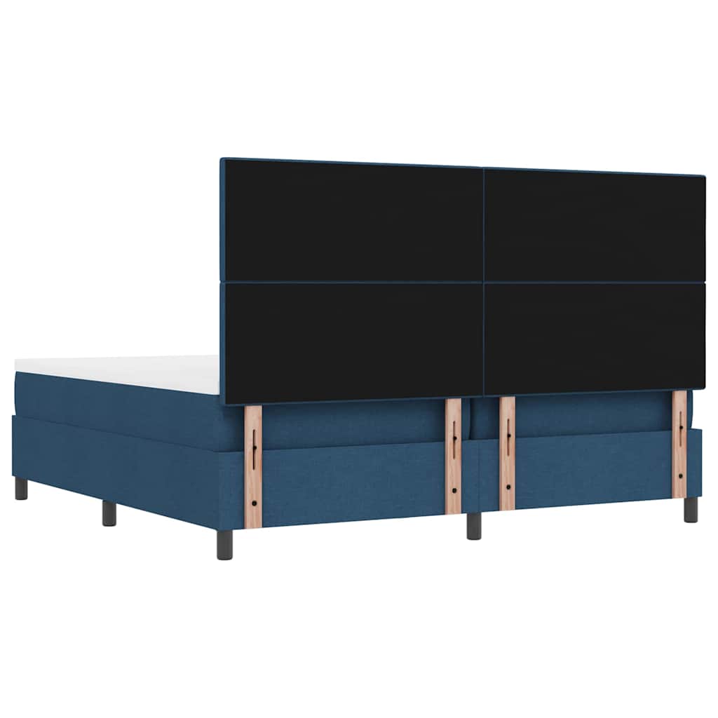 vidaXL Łóżko sprężynowe Z zagłówkiem Niebieski 200 x 200 cm tkanina