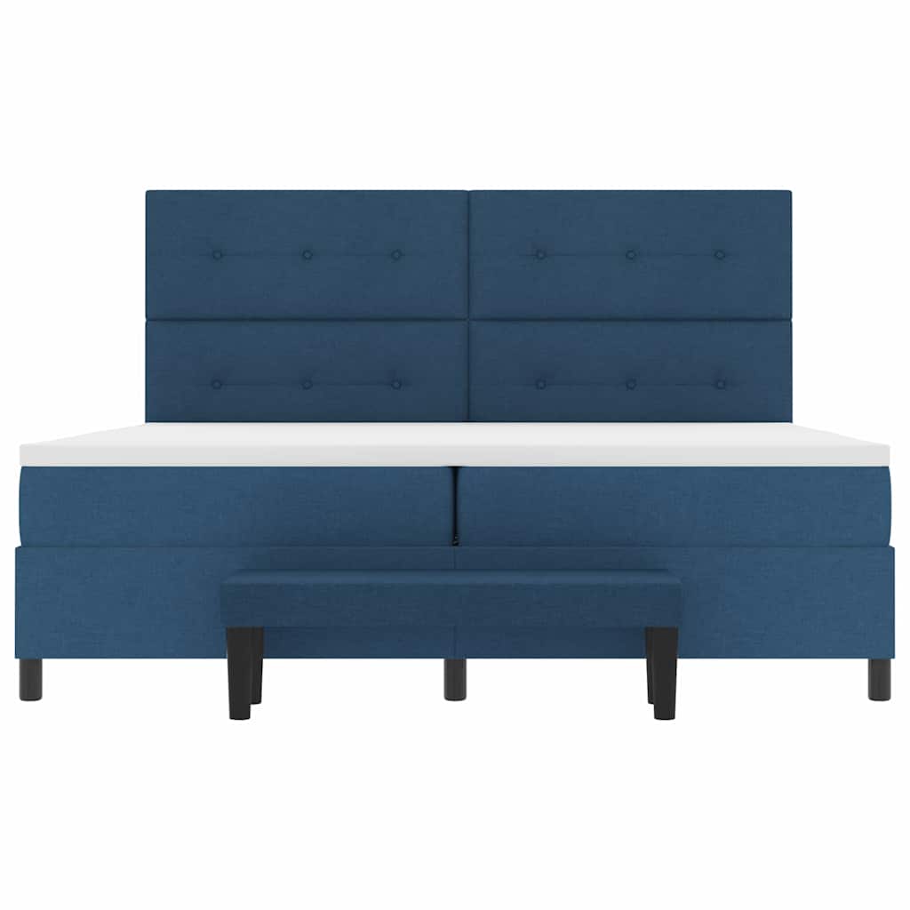 vidaXL Łóżko sprężynowe Z zagłówkiem Niebieski 200 x 200 cm tkanina