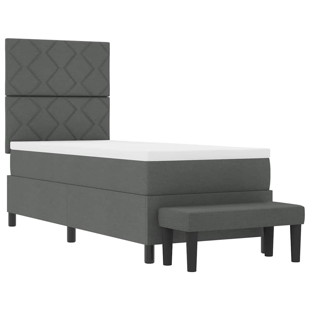 vidaXL Łóżko sprężynowe Z zagłówkiem Ciemnoszary 80 x 200 cm tkanina