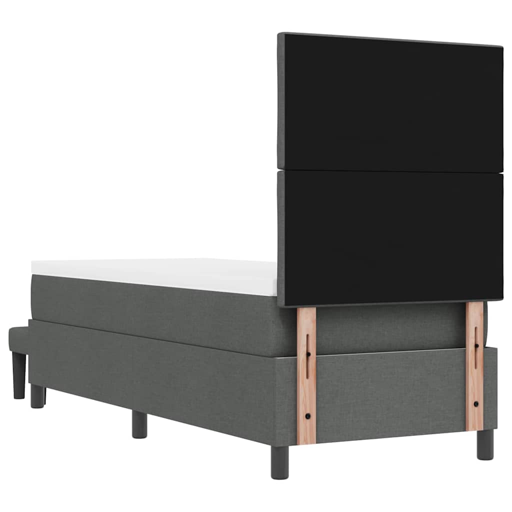 vidaXL Łóżko sprężynowe Z zagłówkiem Ciemnoszary 80 x 200 cm tkanina