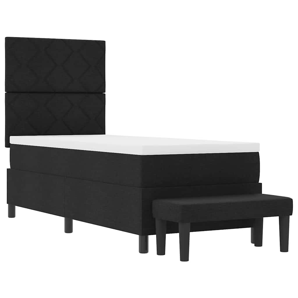 vidaXL Łóżko sprężynowe Z zagłówkiem Czarny 80 x 200 cm tkanina
