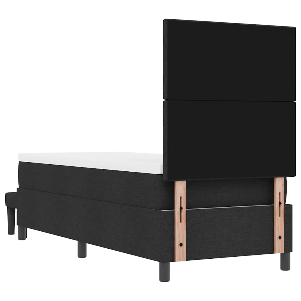 vidaXL Łóżko sprężynowe Z zagłówkiem Czarny 80 x 200 cm tkanina