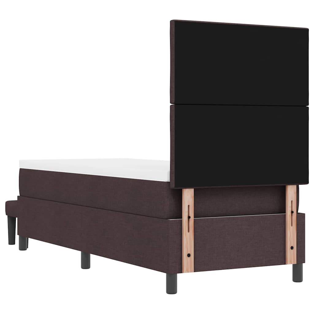 vidaXL Łóżko sprężynowe Z zagłówkiem Ciemny brąz 80 x 200 cm tkanina