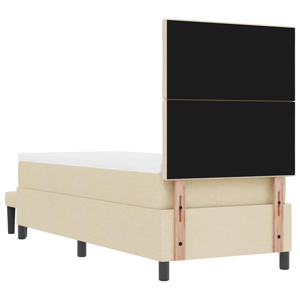vidaXL Łóżko sprężynowe Z zagłówkiem Kremowy 80 x 200 cm tkanina