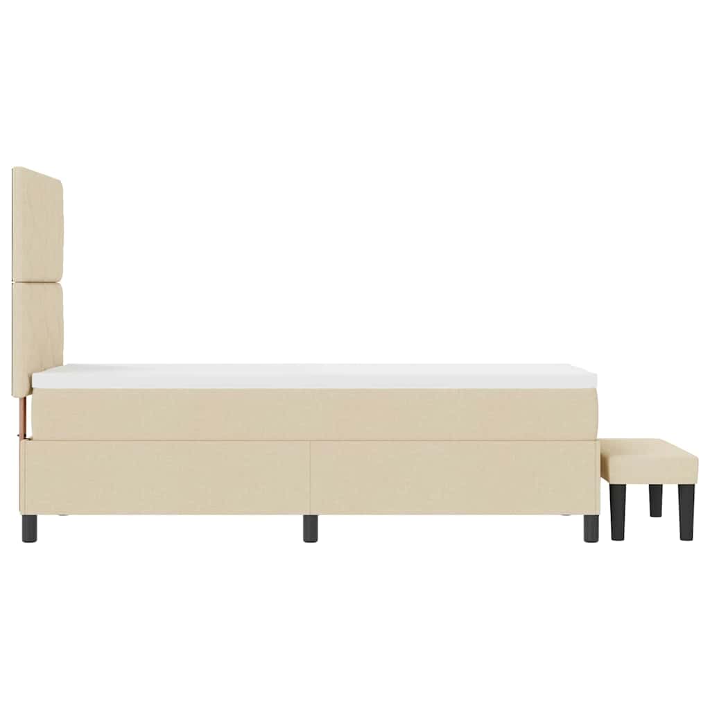 vidaXL Łóżko sprężynowe Z zagłówkiem Kremowy 80 x 200 cm tkanina