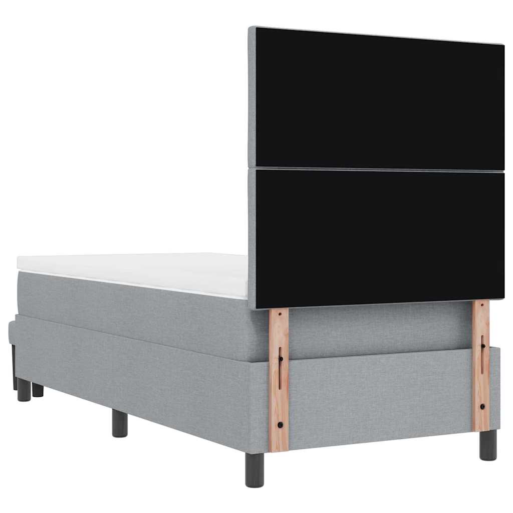 vidaXL Łóżko sprężynowe Z zagłówkiem Jasnoszary 90 x 190 cm tkanina