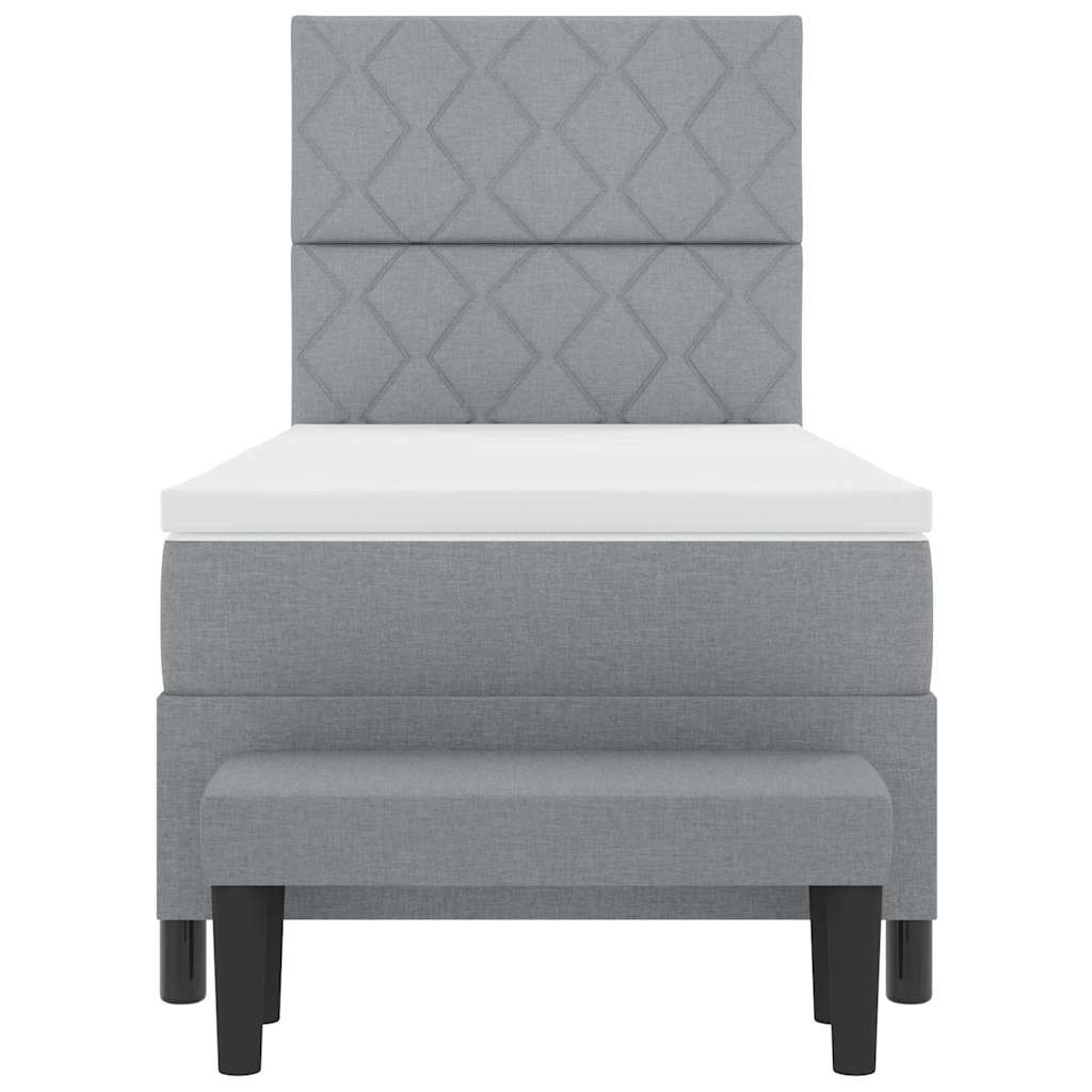 vidaXL Łóżko sprężynowe Z zagłówkiem Jasnoszary 90 x 190 cm tkanina