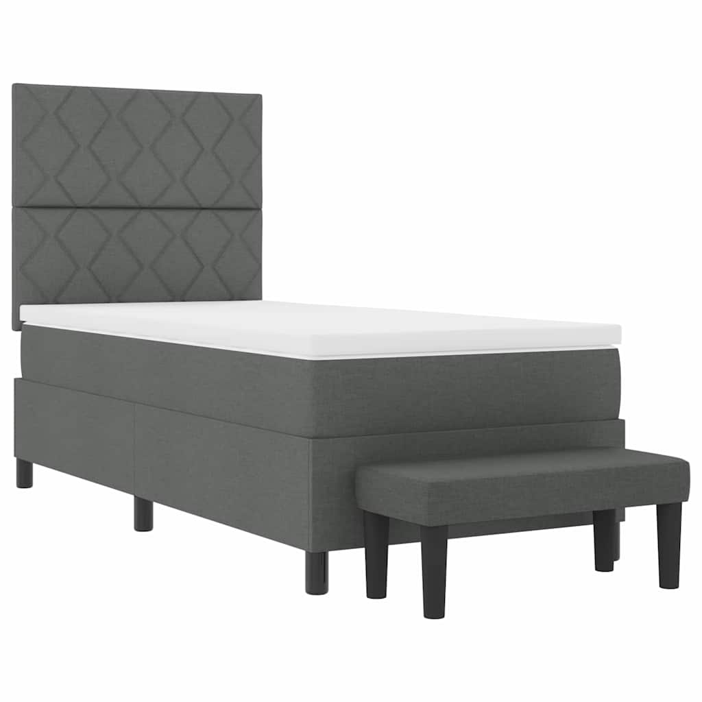 vidaXL Łóżko sprężynowe Z zagłówkiem Ciemnoszary 90 x 190 cm tkanina