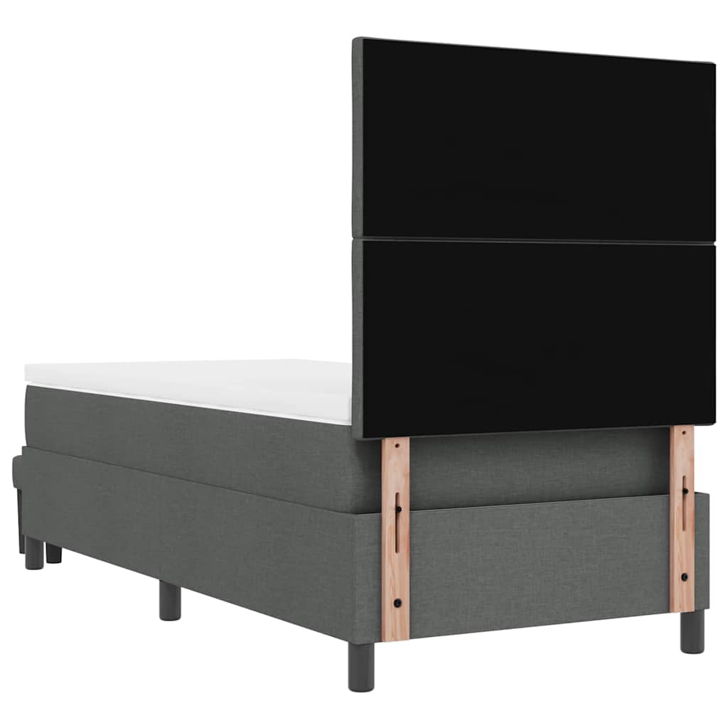 vidaXL Łóżko sprężynowe Z zagłówkiem Ciemnoszary 90 x 190 cm tkanina