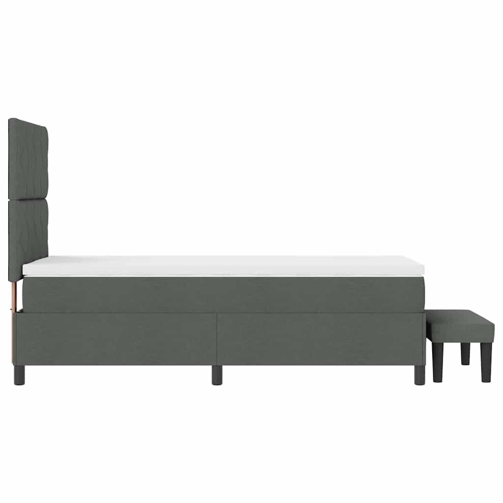 vidaXL Łóżko sprężynowe Z zagłówkiem Ciemnoszary 90 x 190 cm tkanina
