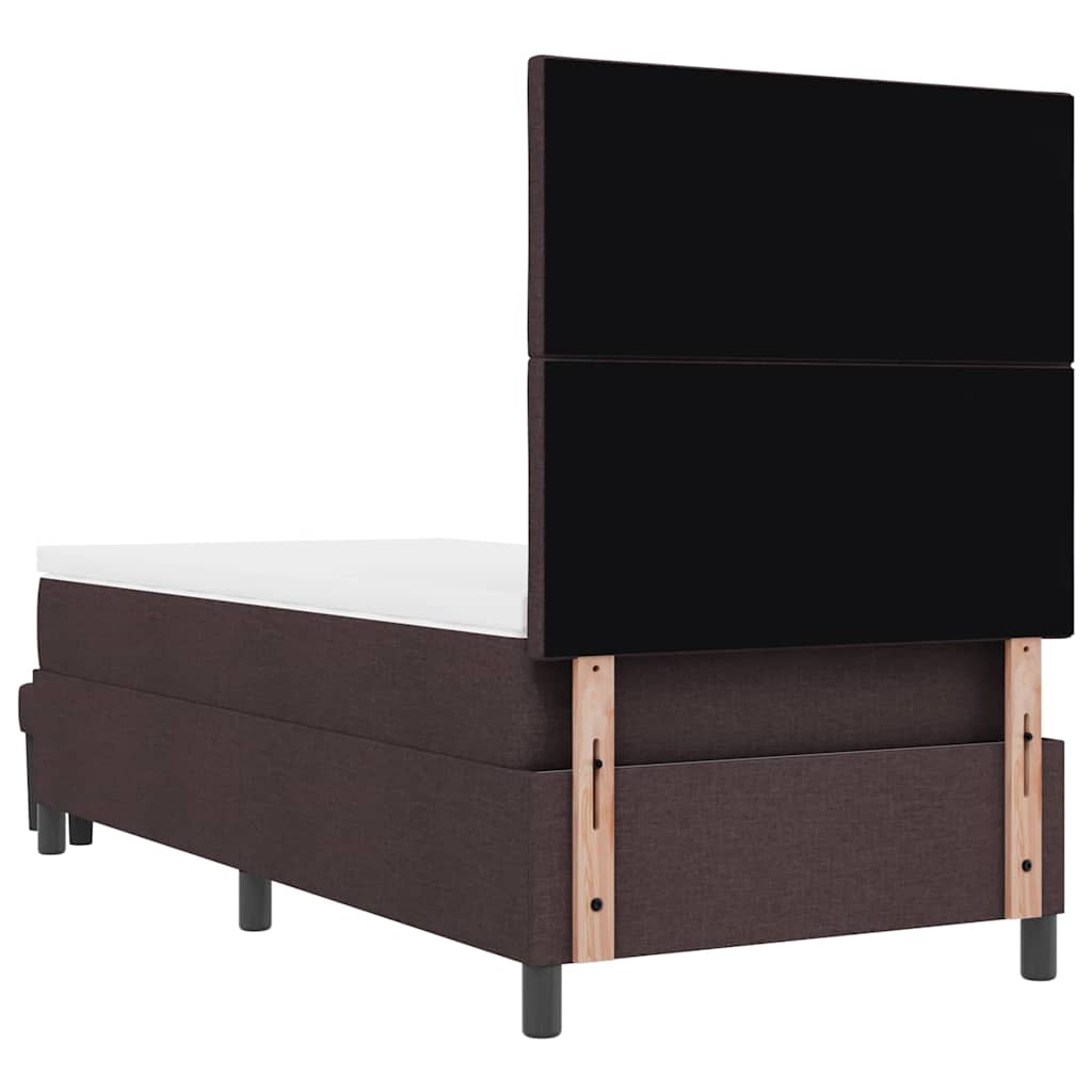 vidaXL Łóżko sprężynowe z poduszką Ciemny brąz 90 x 190 cm tkanina