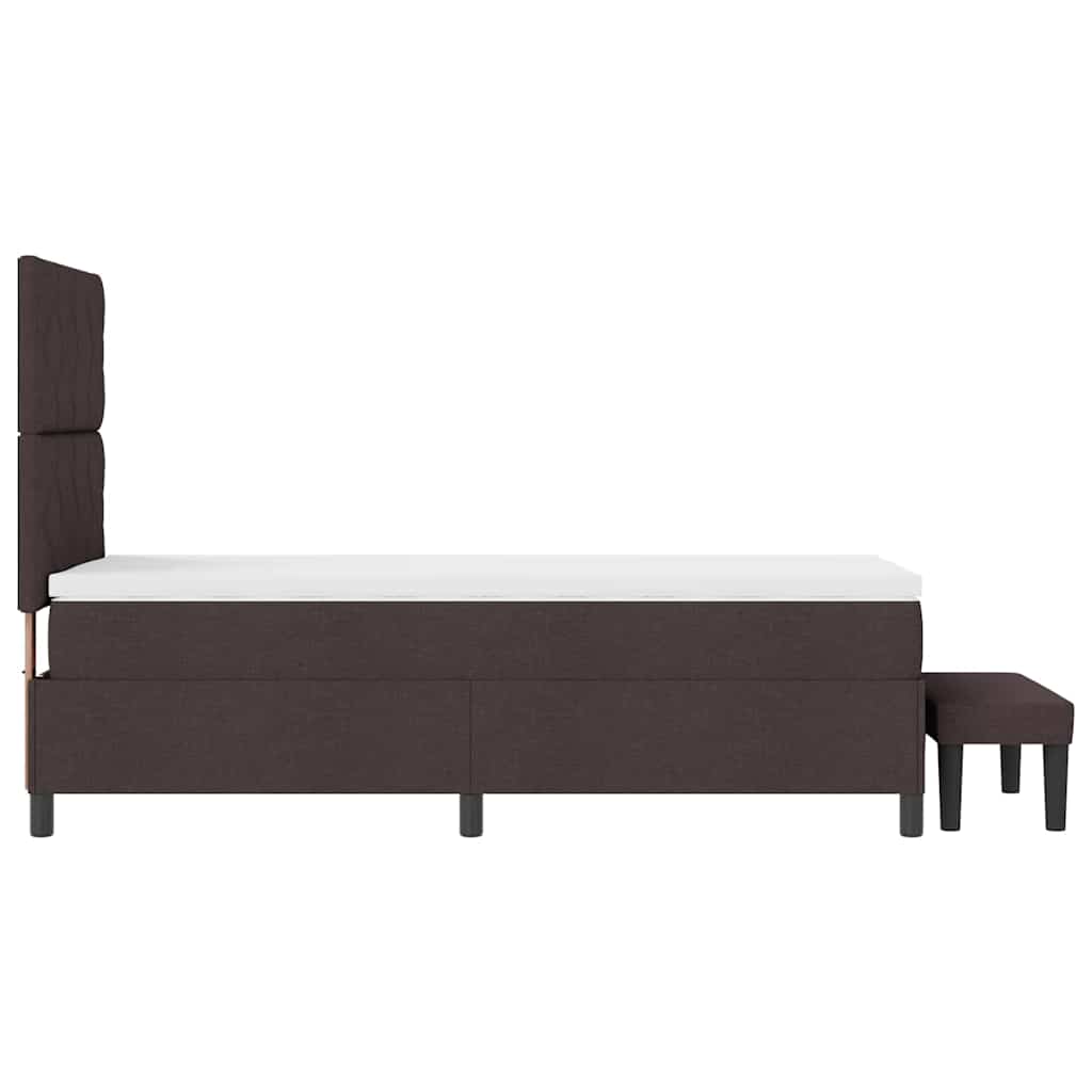 vidaXL Łóżko sprężynowe z poduszką Ciemny brąz 90 x 190 cm tkanina