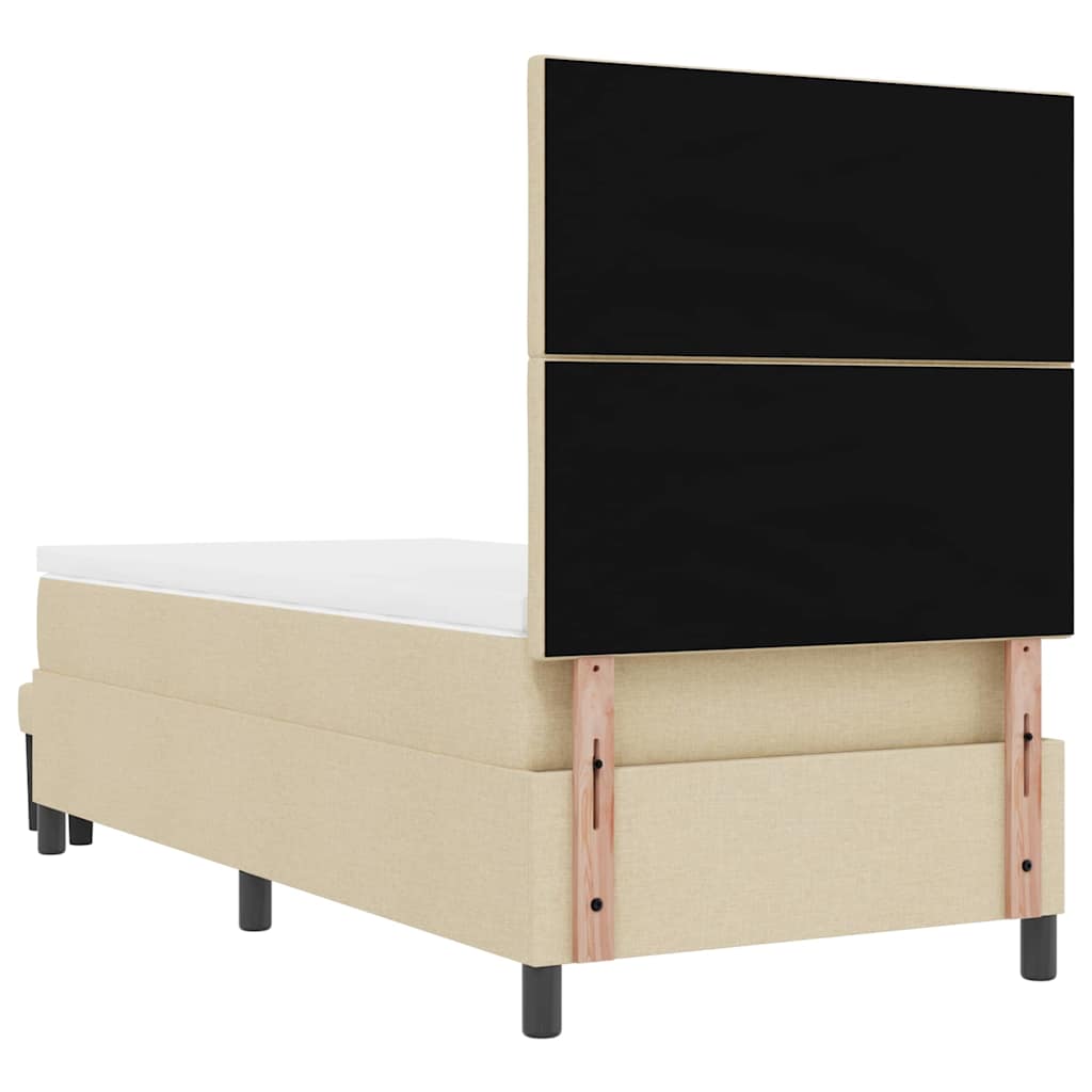 vidaXL Łóżko sprężynowe Z zagłówkiem Kremowy 90 x 190 cm tkanina