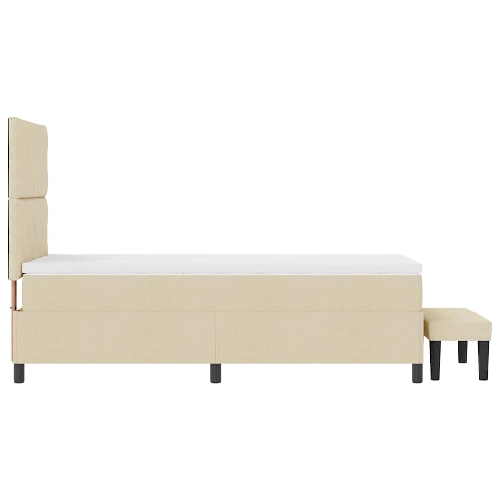 vidaXL Łóżko sprężynowe Z zagłówkiem Kremowy 90 x 190 cm tkanina