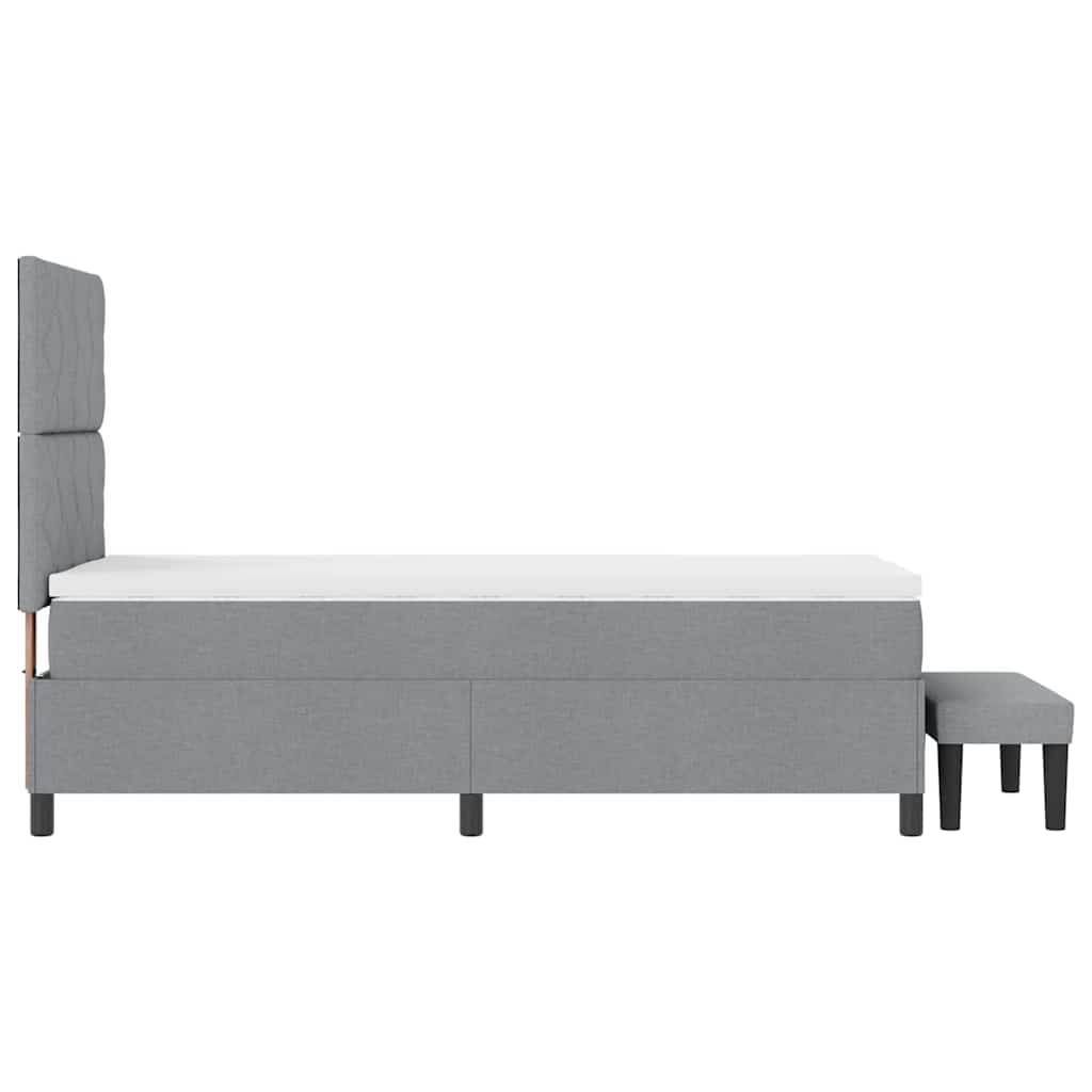 vidaXL Łóżko sprężynowe Z zagłówkiem Jasnoszary 90 x 200 cm tkanina