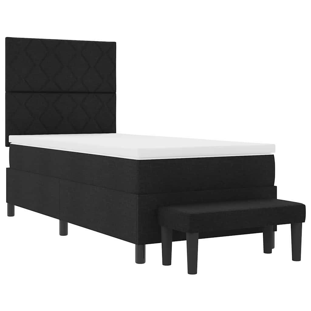 vidaXL Łóżko sprężynowe Z zagłówkiem Czarny 90 x 200 cm tkanina