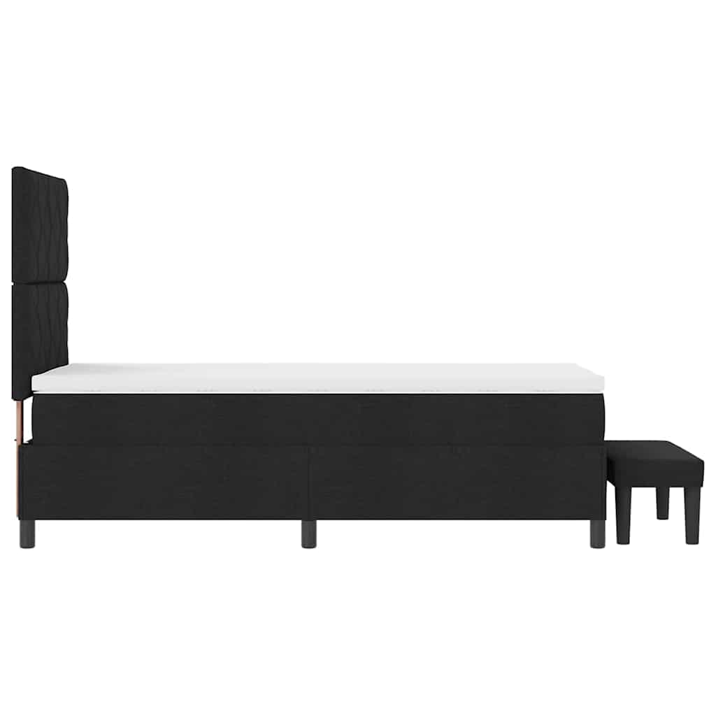 vidaXL Łóżko sprężynowe Z zagłówkiem Czarny 90 x 200 cm tkanina