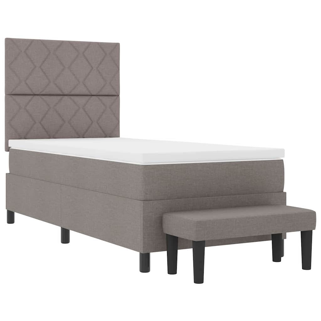 vidaXL Łóżko sprężynowe Z zagłówkiem Ciemnoszary 90 x 200 cm tkanina