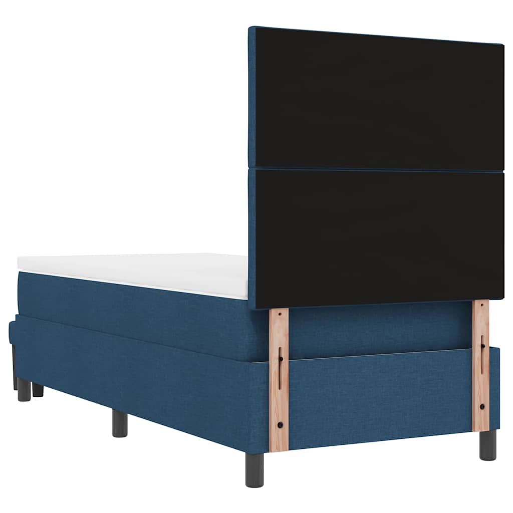 vidaXL Łóżko sprężynowe Z zagłówkiem Niebieski 90 x 200 cm tkanina