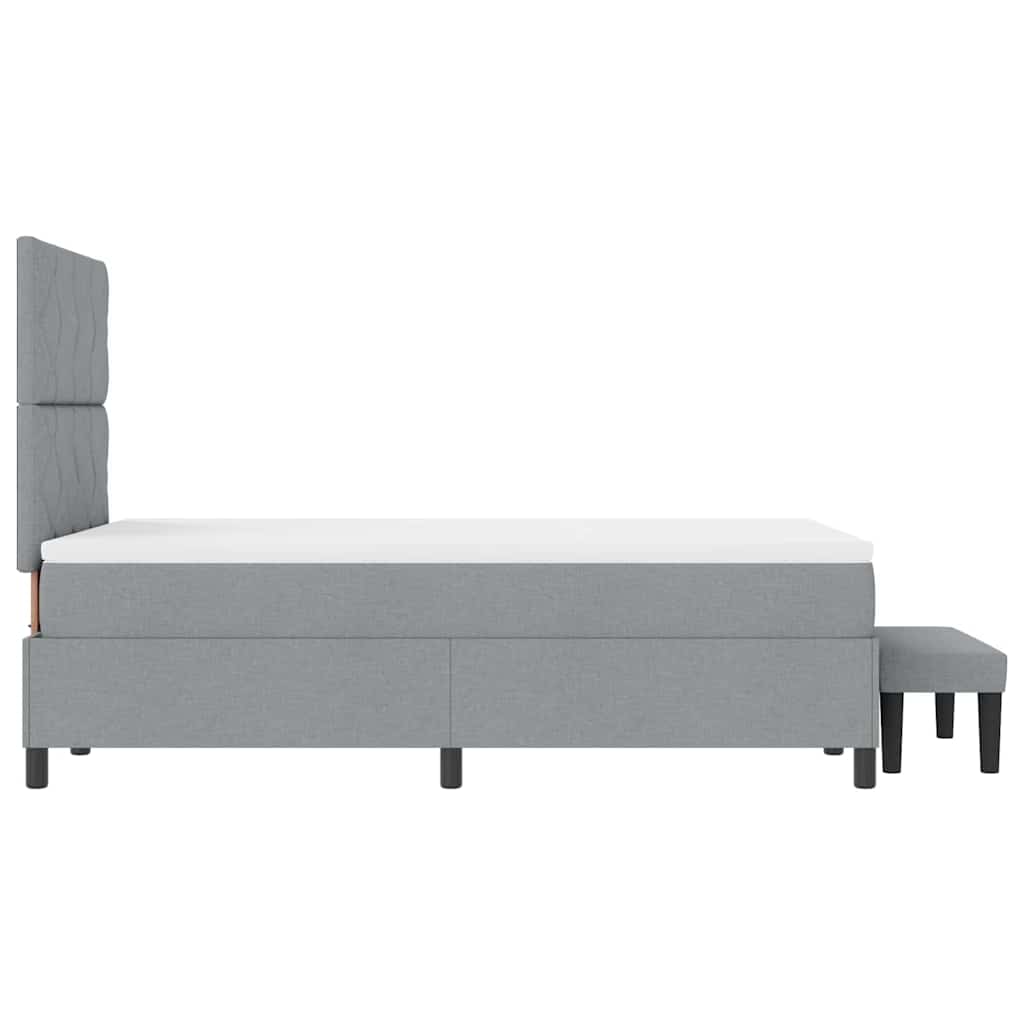 vidaXL Łóżko sprężynowe Z zagłówkiem Jasnoszary 120 x 190 cm tkanina