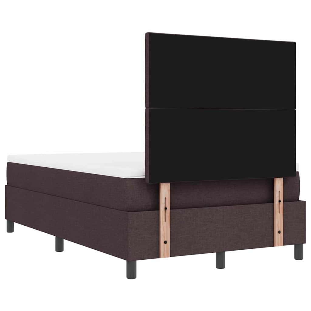 vidaXL Łóżko sprężynowe Z zagłówkiem Ciemny brąz 120 x 190 cm tkanina