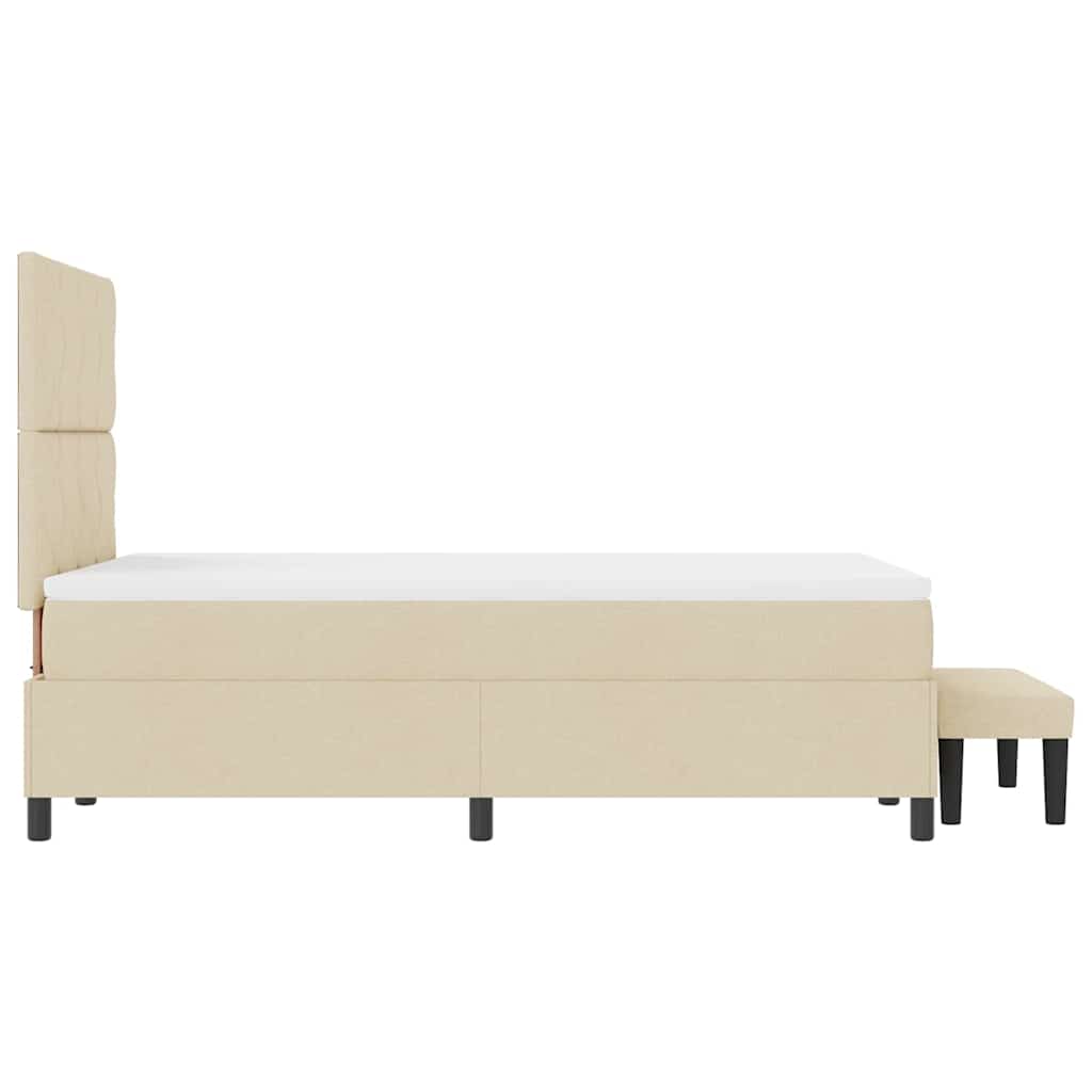 vidaXL Łóżko sprężynowe Z zagłówkiem Kremowy 120 x 190 cm tkanina