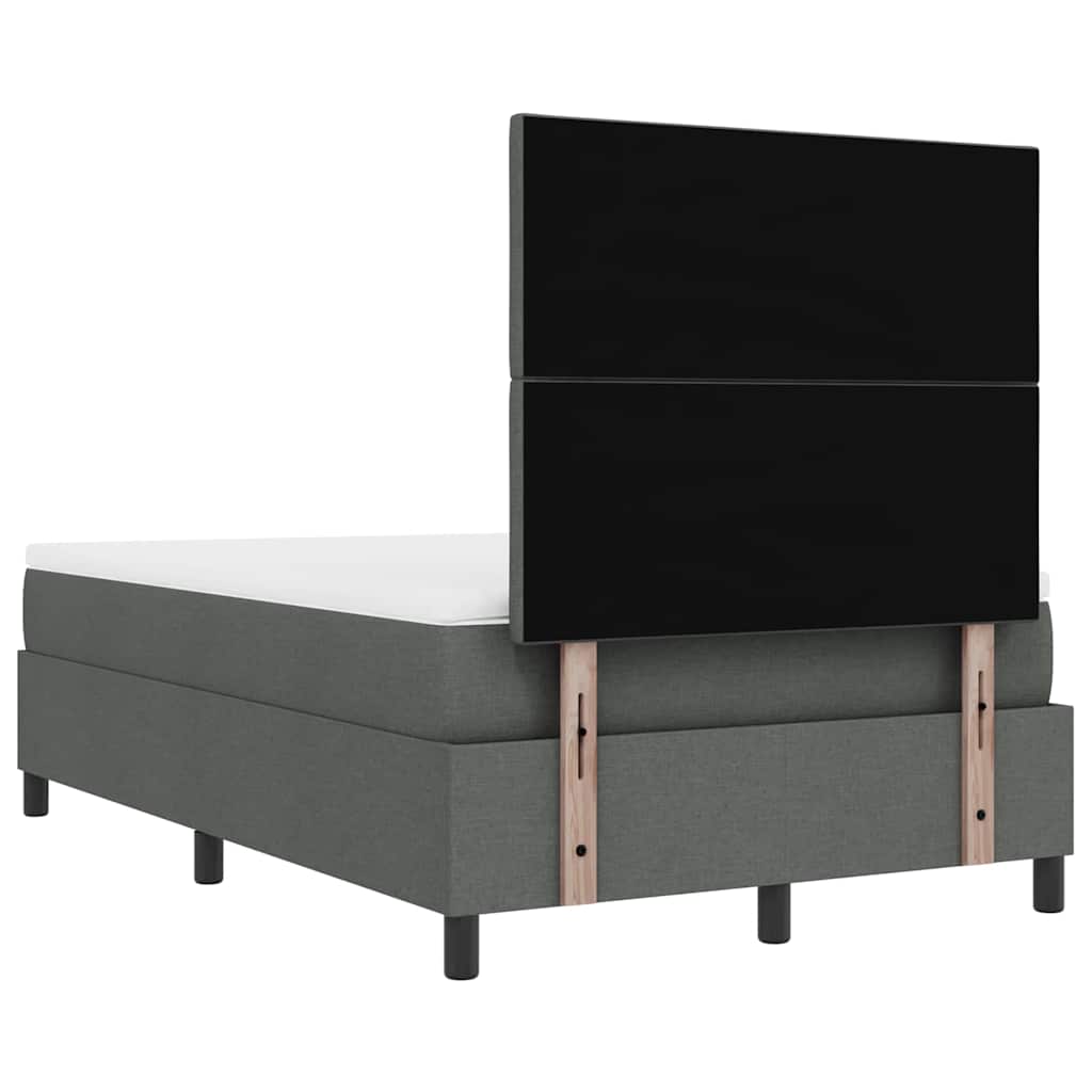 vidaXL Łóżko sprężynowe Z zagłówkiem Ciemnoszary 120 x 200 cm tkanina