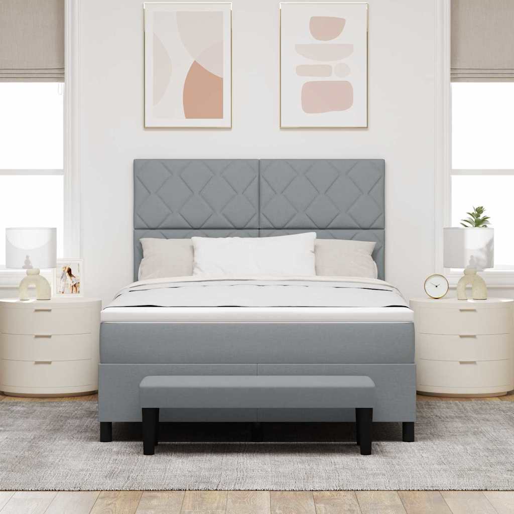 vidaXL Łóżko sprężynowe z poduszką Jasnoszary 140 x 190 cm tkanina