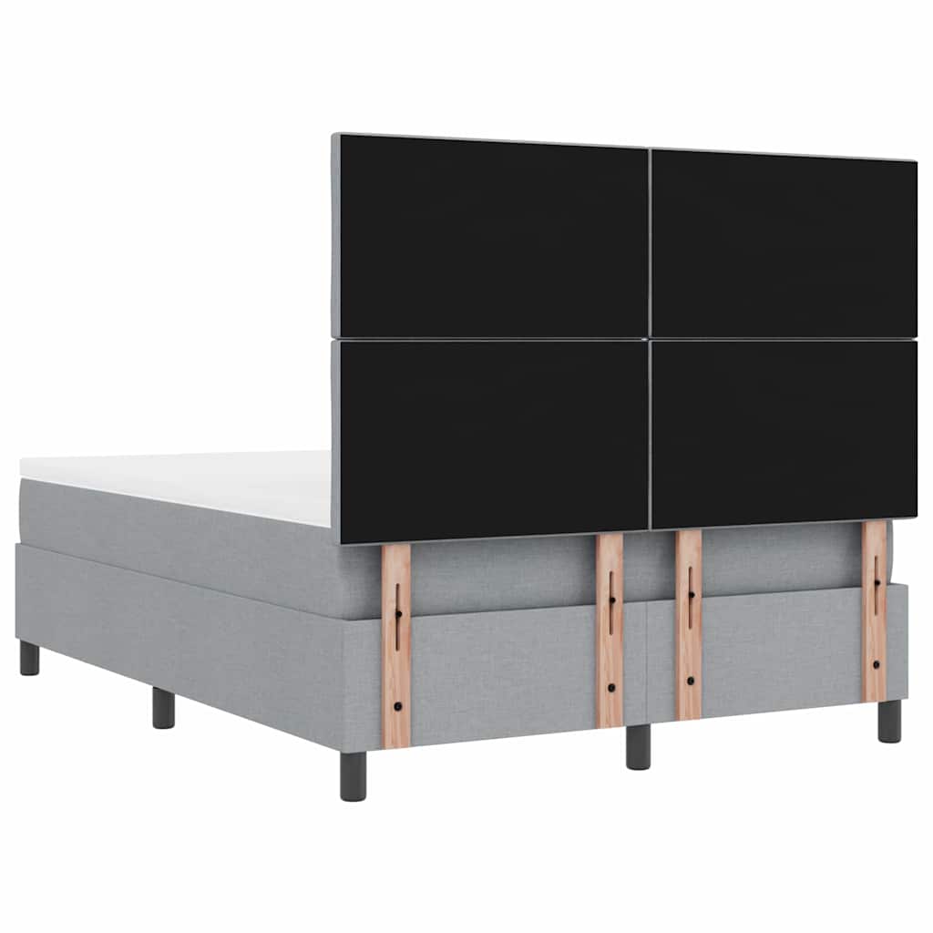 vidaXL Łóżko sprężynowe z poduszką Jasnoszary 140 x 190 cm tkanina