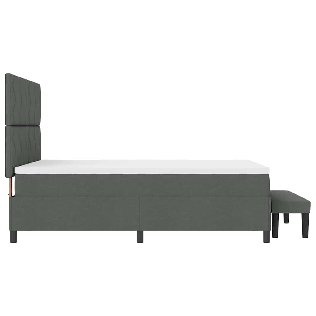 vidaXL Łóżko sprężynowe Z zagłówkiem Ciemnoszary 140 x 190 cm tkanina