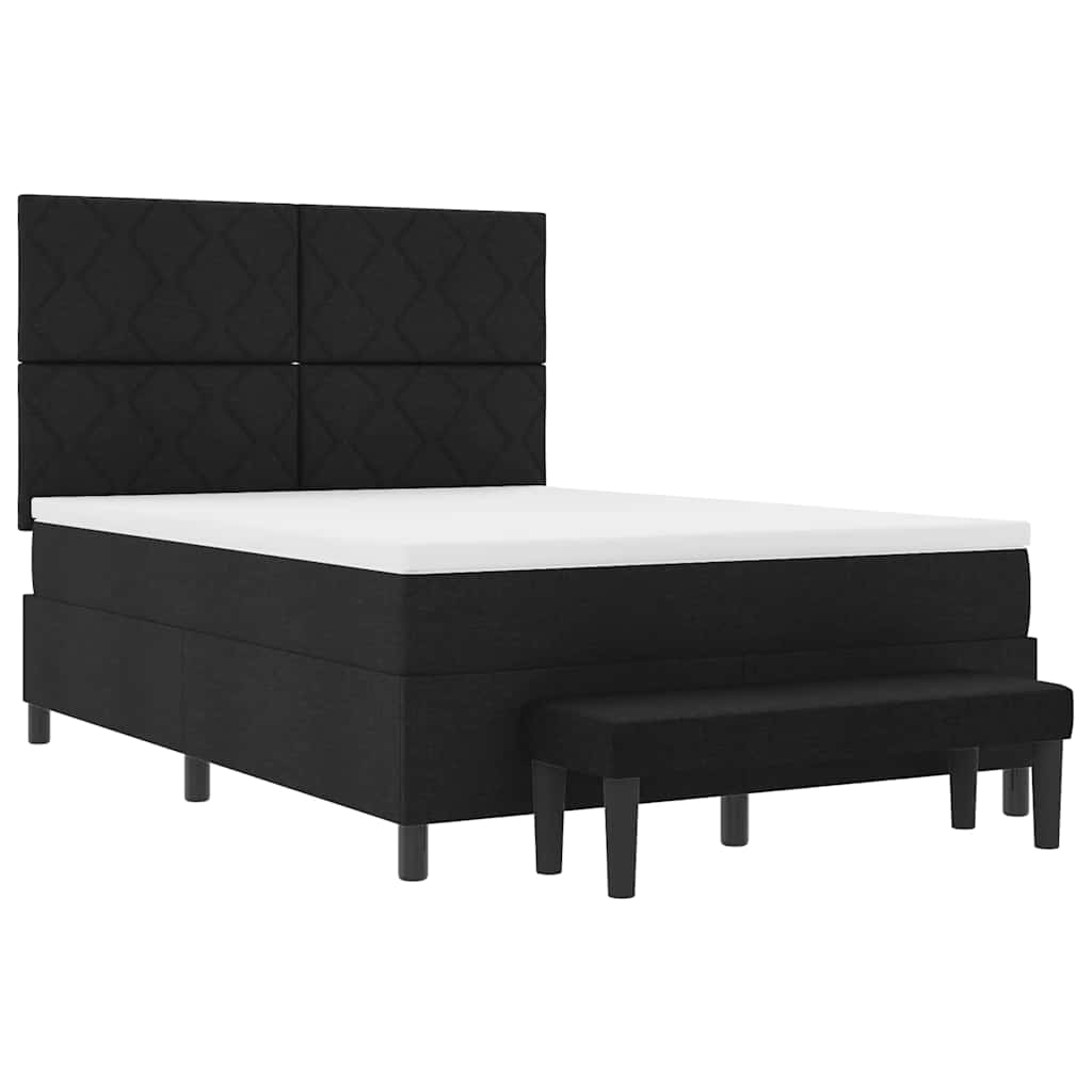 vidaXL Łóżko sprężynowe Z zagłówkiem Czarny 140 x 190 cm tkanina