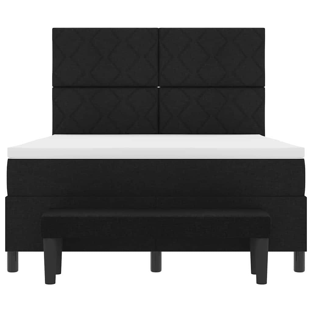 vidaXL Łóżko sprężynowe Z zagłówkiem Czarny 140 x 190 cm tkanina