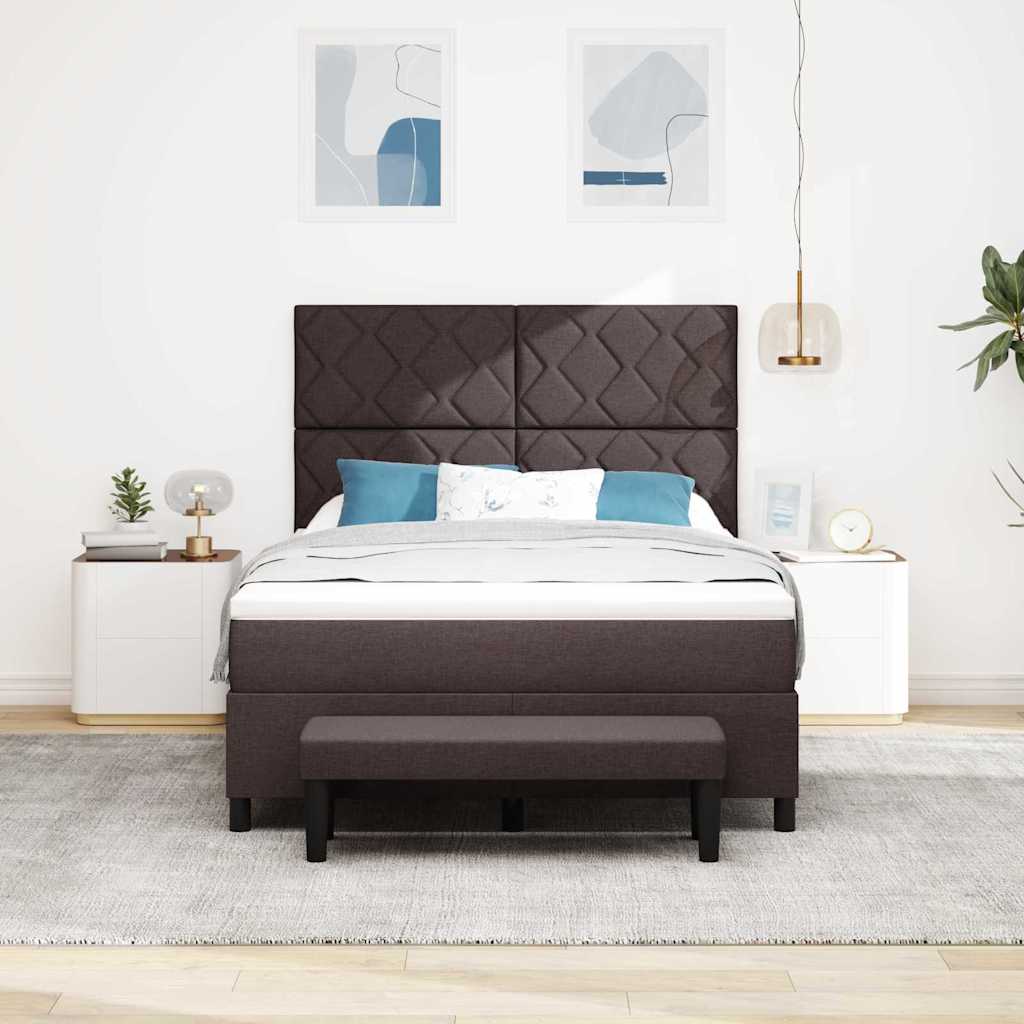 vidaXL Łóżko sprężynowe Z zagłówkiem Ciemny brąz 140 x 190 cm tkanina