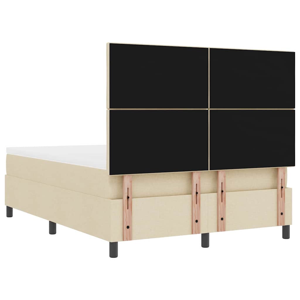 vidaXL Łóżko sprężynowe Z zagłówkiem Kremowy 140 x 190 cm tkanina