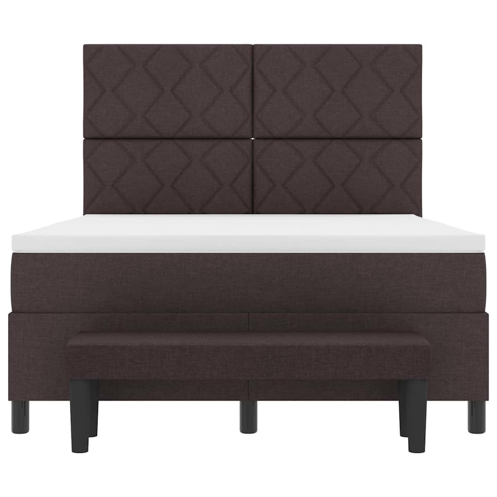 vidaXL Łóżko sprężynowe Z zagłówkiem Ciemny brąz 140 x 200 cm tkanina