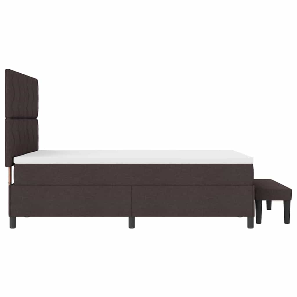 vidaXL Łóżko sprężynowe Z zagłówkiem Ciemny brąz 140 x 200 cm tkanina