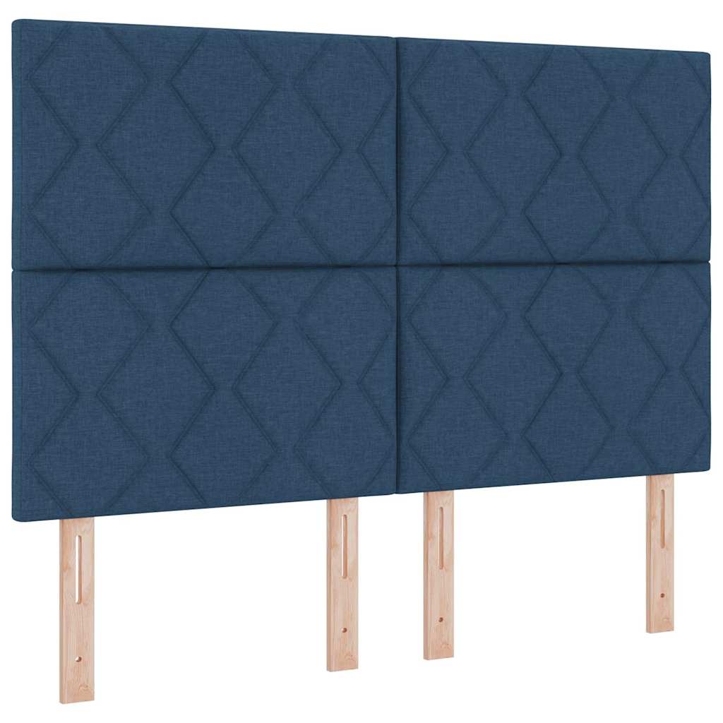 vidaXL Łóżko sprężynowe Z zagłówkiem Niebieski 140 x 200 cm tkanina