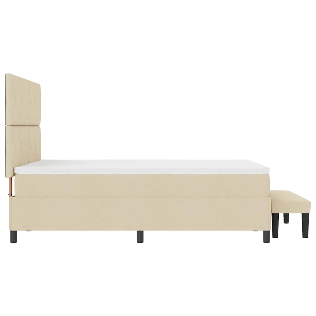 vidaXL Łóżko sprężynowe Z zagłówkiem Kremowy 160 x 200 cm tkanina