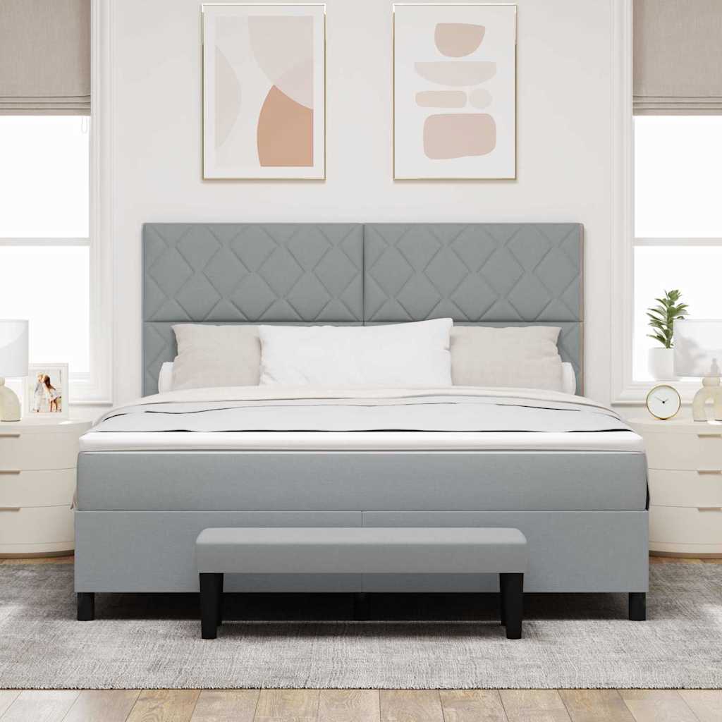 vidaXL Łóżko sprężynowe Z zagłówkiem Jasnoszary 180 x 200 cm tkanina