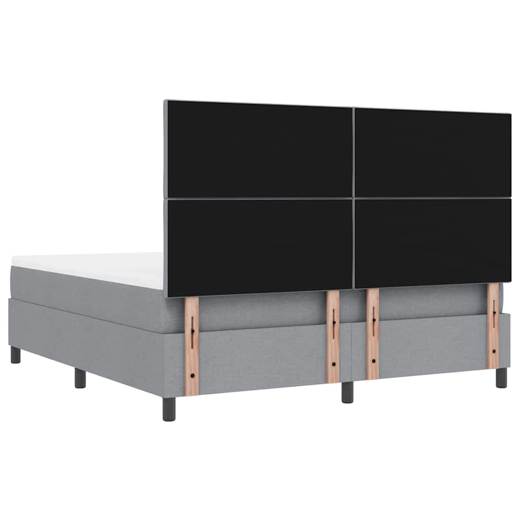 vidaXL Łóżko sprężynowe Z zagłówkiem Jasnoszary 180 x 200 cm tkanina