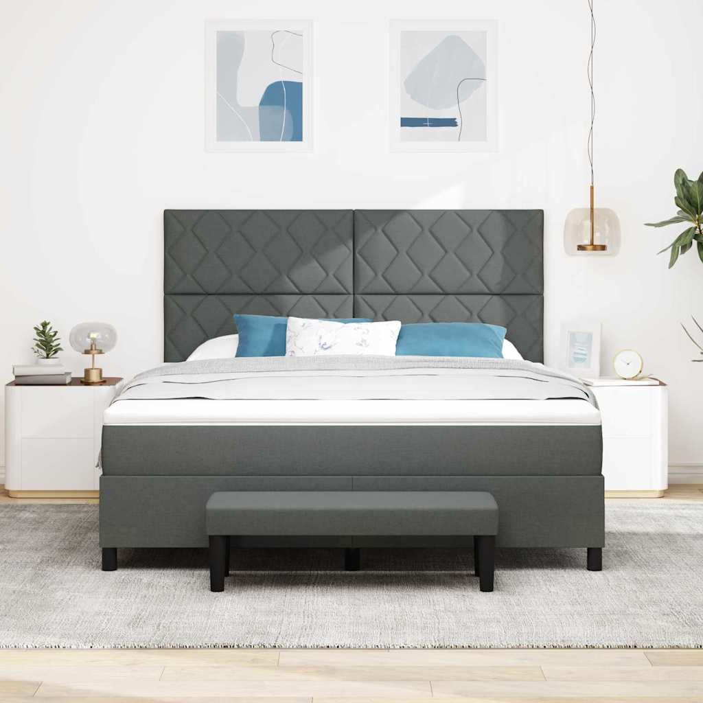 vidaXL Łóżko sprężynowe Z zagłówkiem Ciemnoszary 180 x 200 cm tkanina