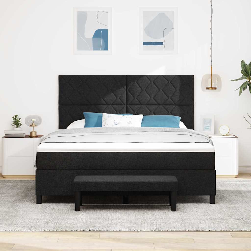 vidaXL Łóżko sprężynowe Z zagłówkiem Czarny 180 x 200 cm tkanina