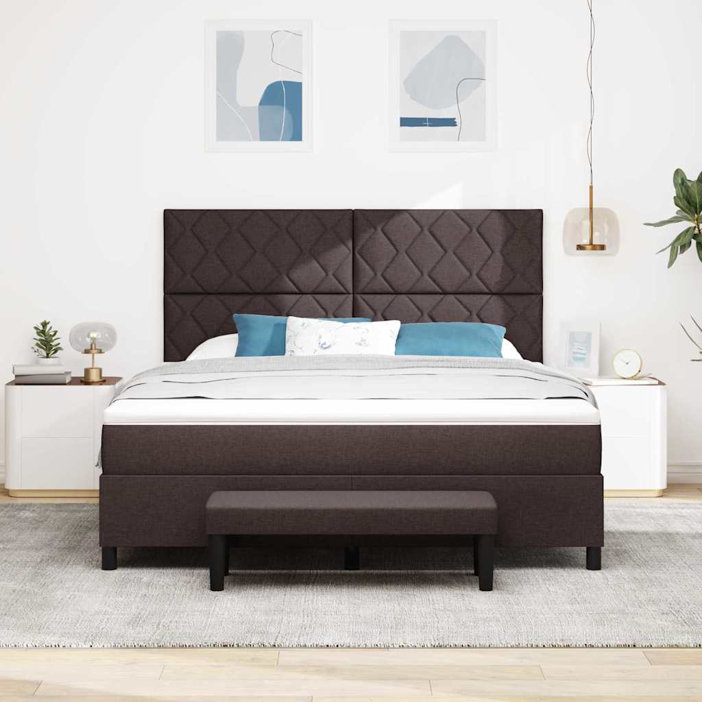 vidaXL Łóżko sprężynowe Z zagłówkiem Ciemny brąz 180 x 200 cm tkanina
