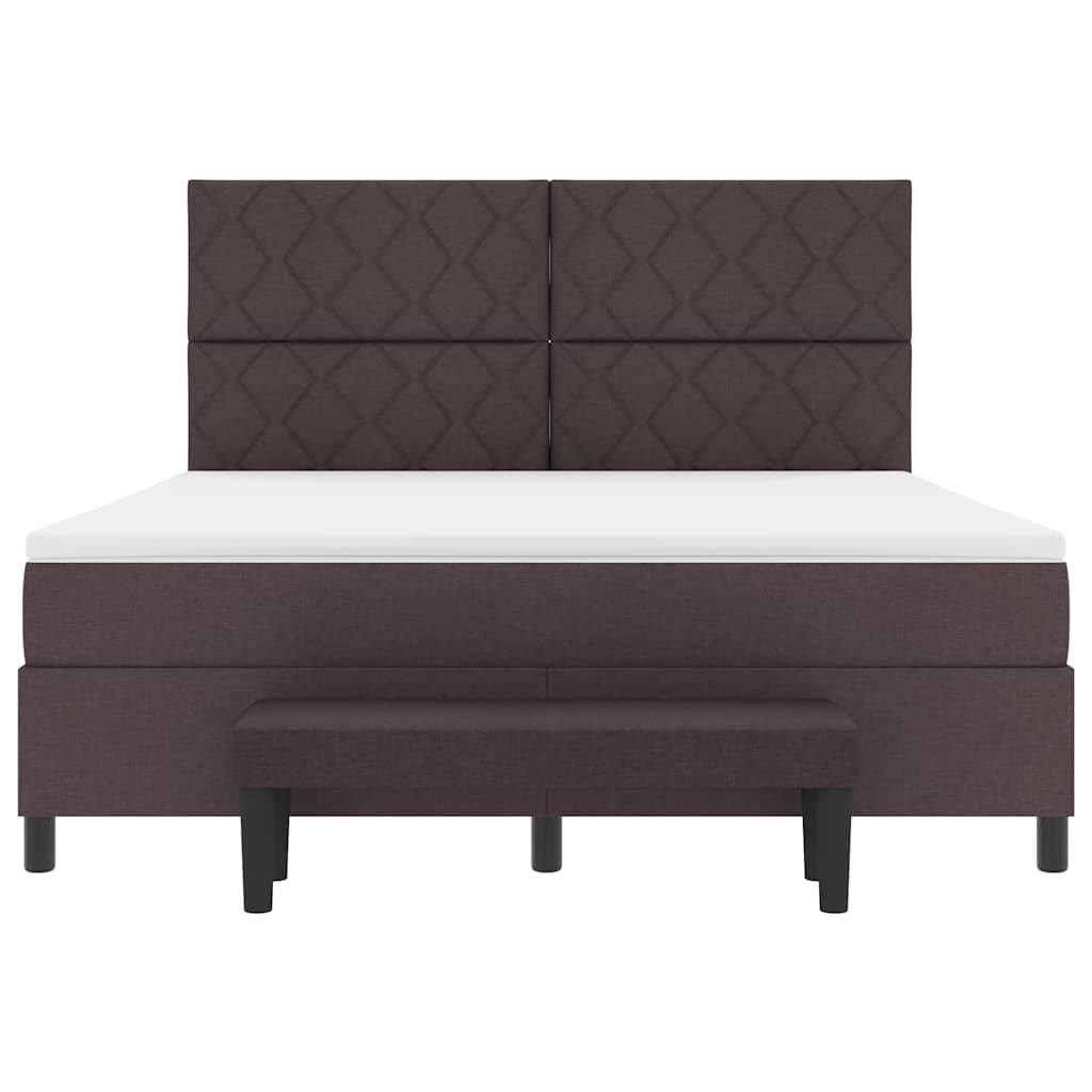 vidaXL Łóżko sprężynowe Z zagłówkiem Ciemny brąz 180 x 200 cm tkanina