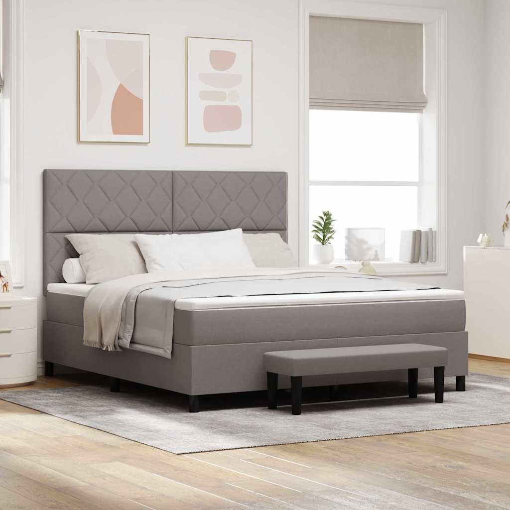 vidaXL Łóżko sprężynowe Z zagłówkiem Ciemnoszary 180 x 200 cm tkanina